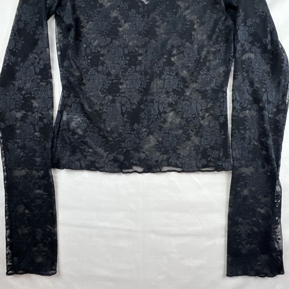 Urban Outfitters Out From Under Women's Lace Long Sleeve Black Top Medium - Picture 3 of 7